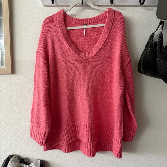 Free People Pink Oversized Brookside Sweater - Picture 2 of 5